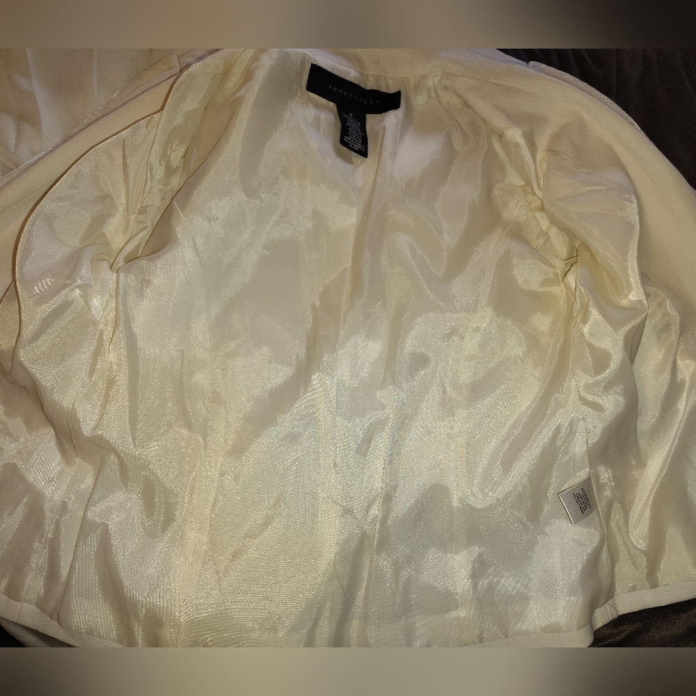 Apostrophe Women Blazer, Ivory, Spread Collar Velour Trim Pckts/Embroid Bttn,6-8 - Picture 13 of 13